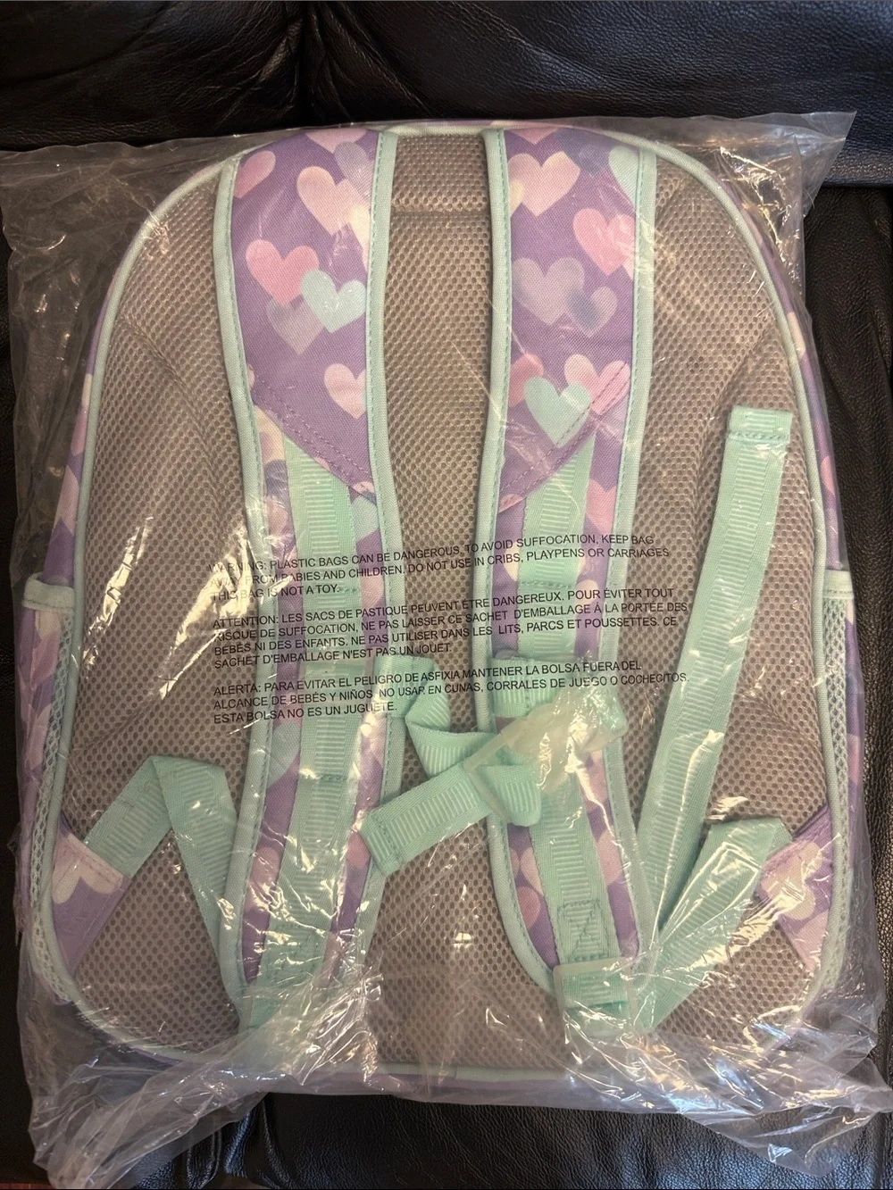 Pottery Barn Kids Mackenzie Heart Print Backpack in Lavender & Mint